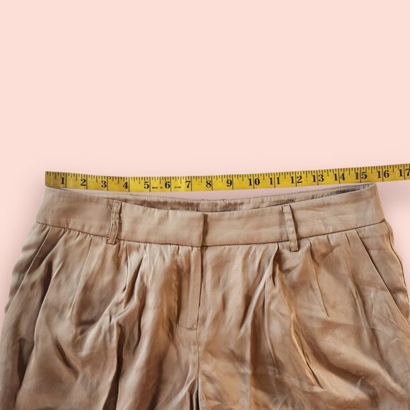 Y2K bebe gold satin trouser shorts mcbling office siren size 6 glam luxe - Picture 3 of 8